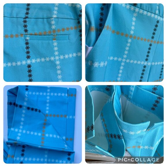 Inspired Style Ankle Pants Aqua Blue Check Size 10 Pockets Cotton Blend $124 NEW - Picture 4 of 16